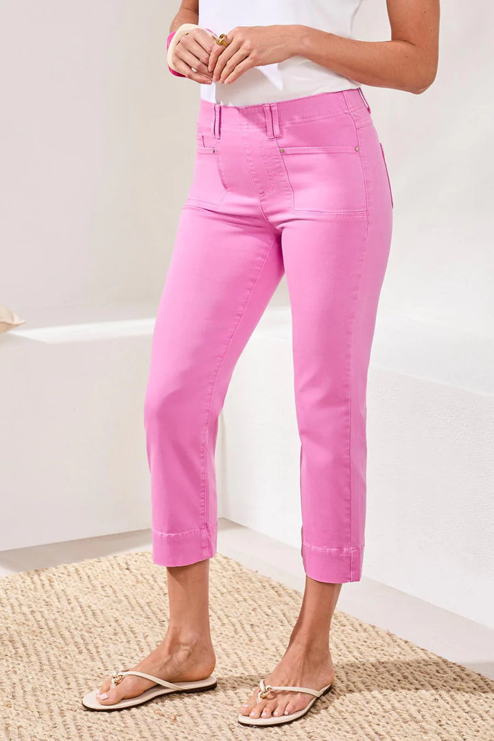 Tribal Comfort Stretch Pull-On Kick Flare Capris in Wisteria