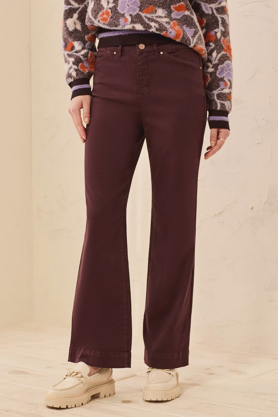 Tribal Comfort Stretch Wide Leg Pull-On Pants in Fudge