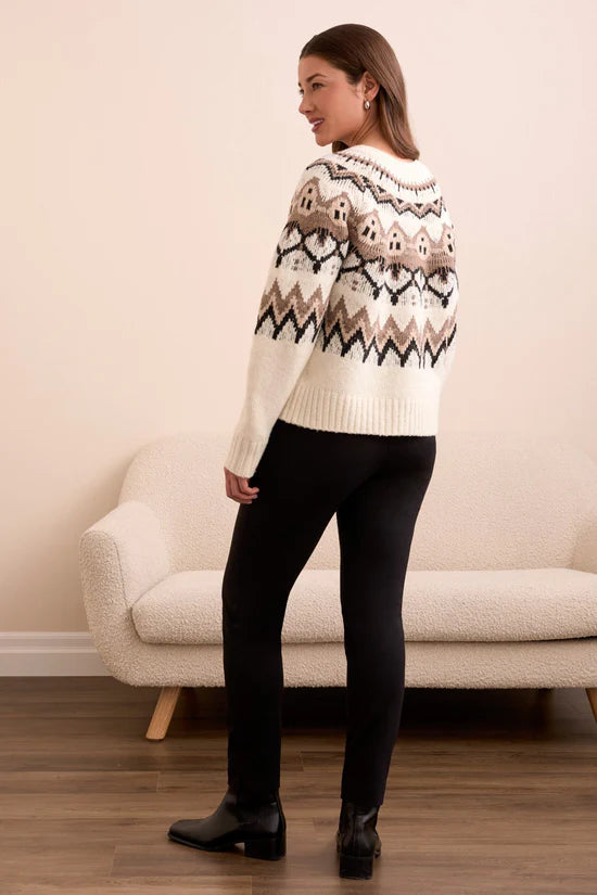 Tribal Fair Isle Button Front Sweater Cardigan