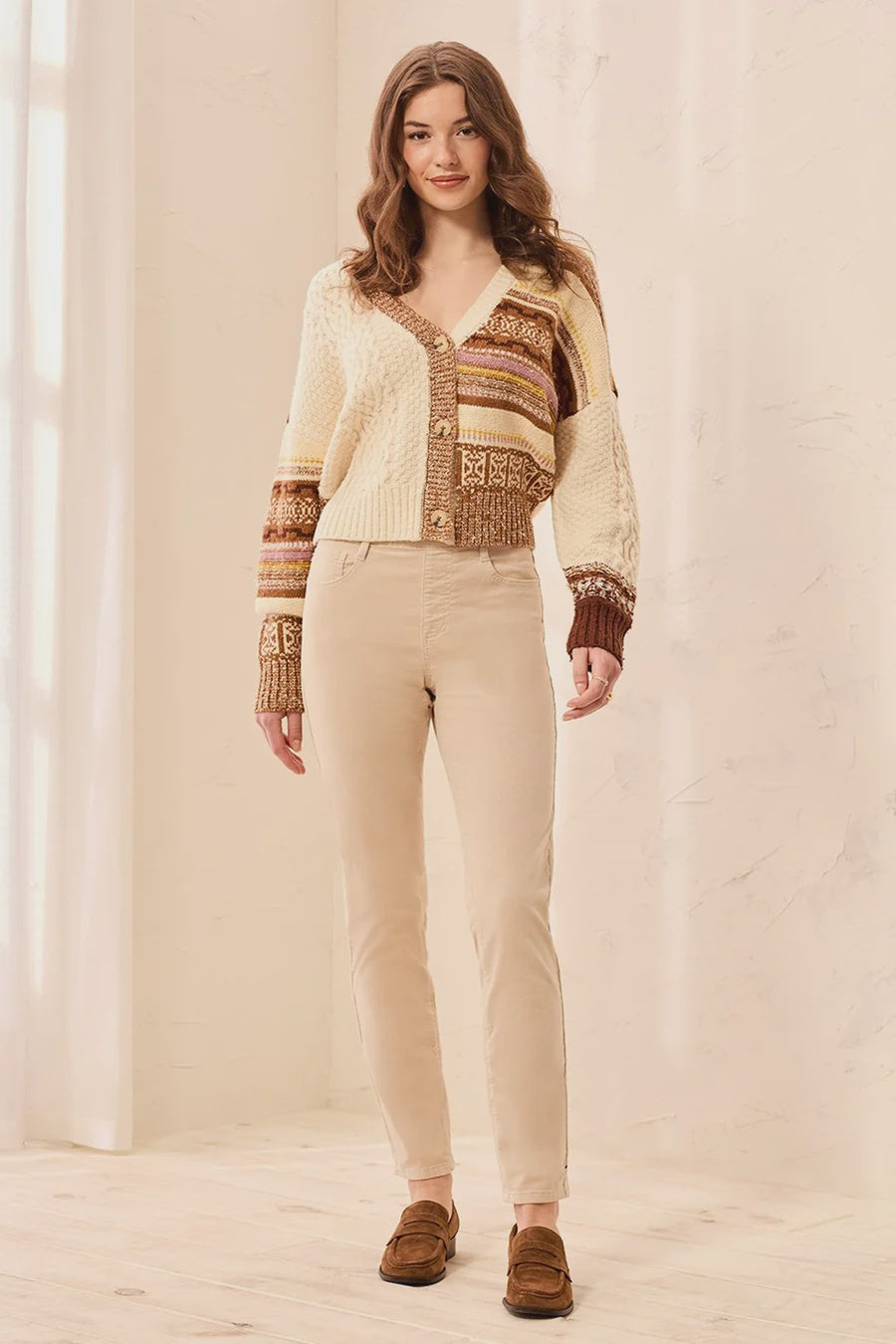 Tribal Micro Cord Audrey Pull-On Slim Jeans in Antiquewhite