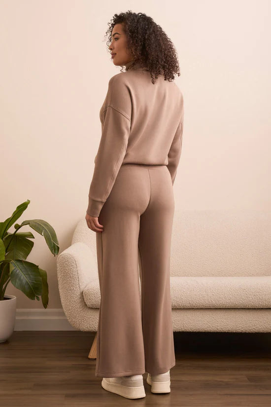 Tribal Techno Lux Wide Leg Pull-On Pants in Fossil