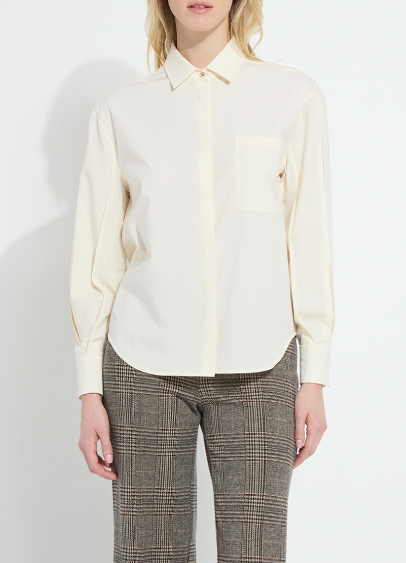 Lysse Etta Pleated Balloon Sleeve Shirt in Buttercream