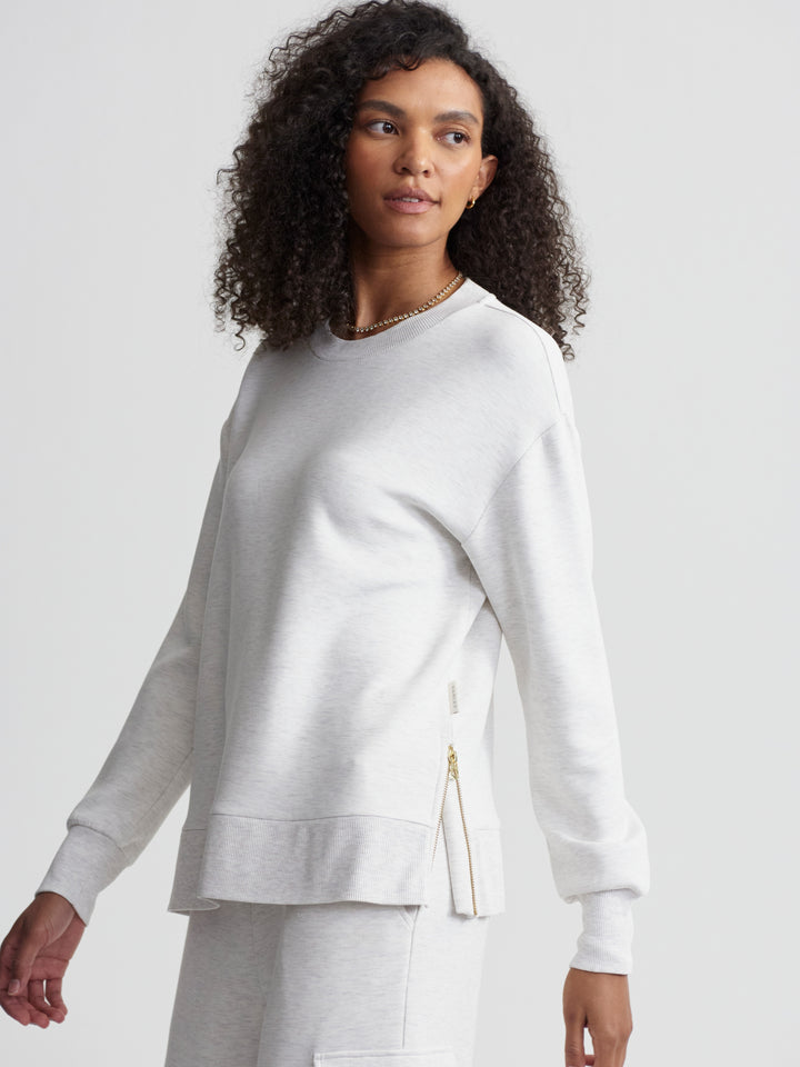 Varley Gabriella Sweat in Ivory Marl