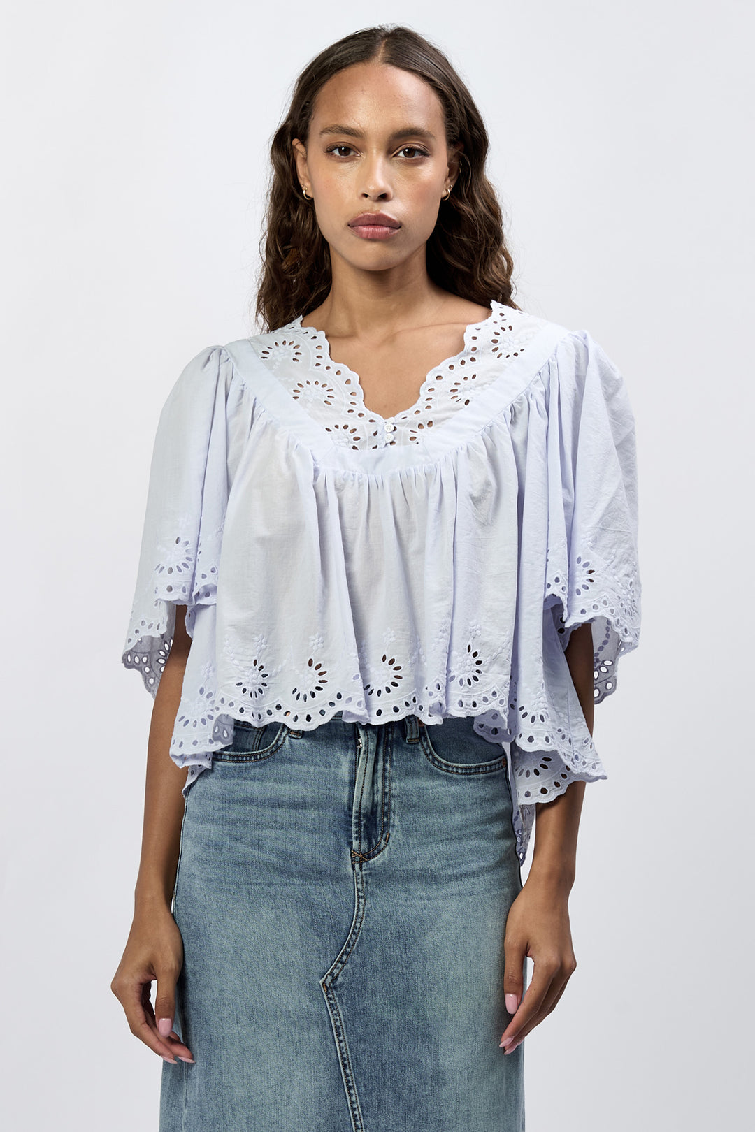 Dear John Lania Top in Skyway Blue