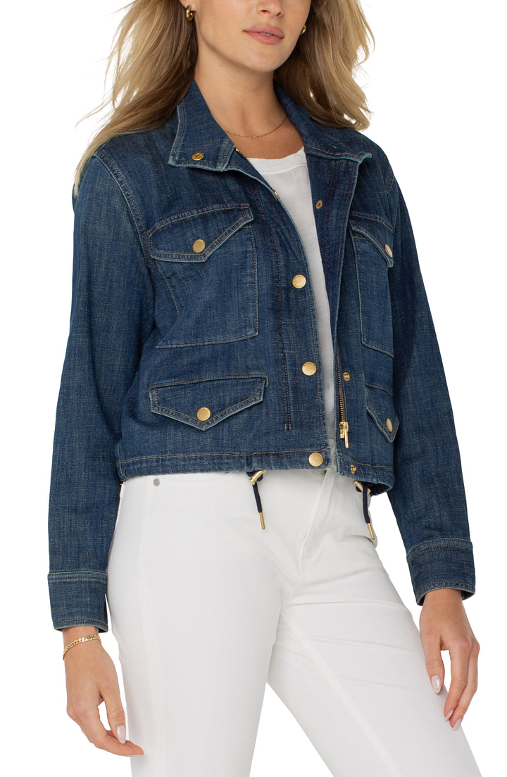 Liverpool Los Angeles Cropped Cargo Denim Jacket