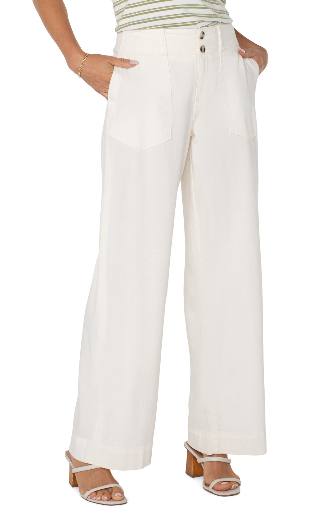 Liverpool Los Angeles Hannah Flare Mid Rise Pant in Whipped Cream