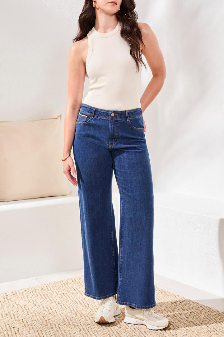 Tribal Brooke Wide Denim Trouser Jeans in Blue Dream