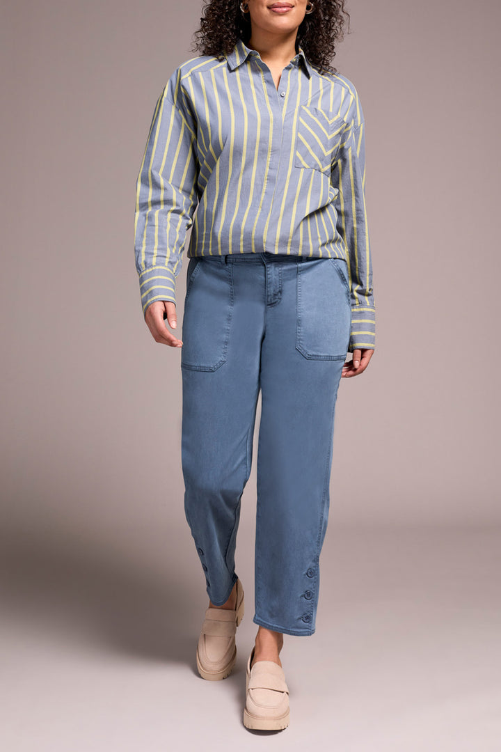 Tribal Stretch Twill Patch Pocket Ankle Pants in Slate Blue
