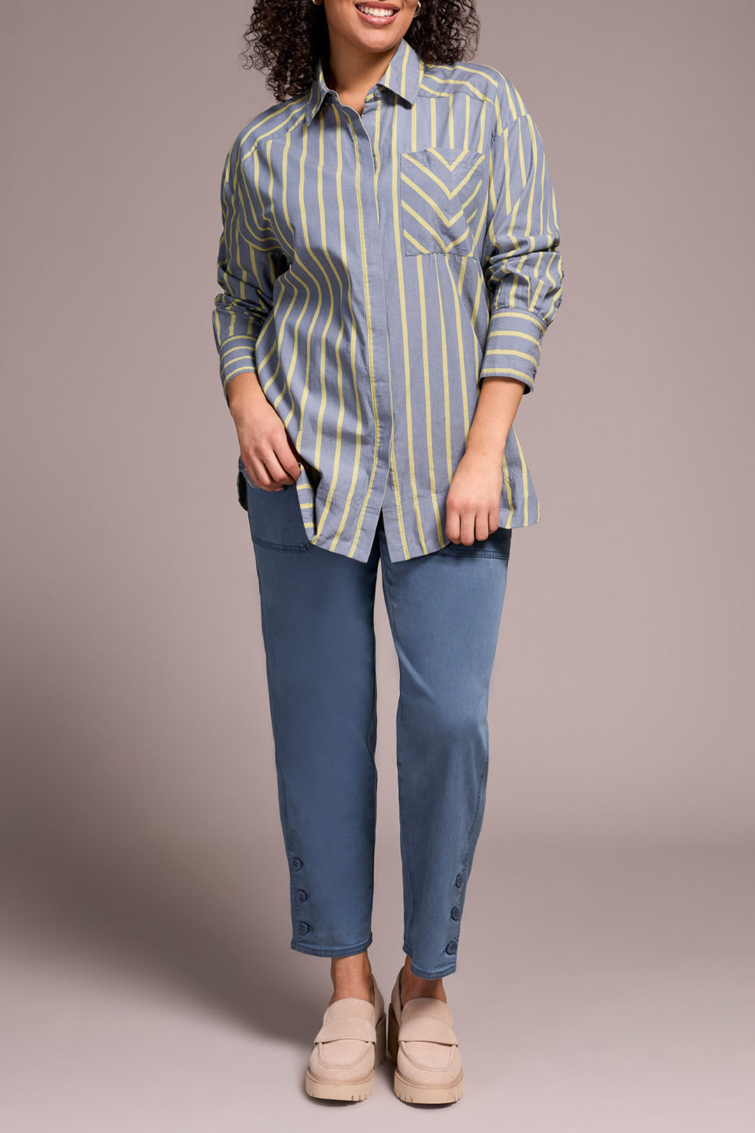 Tribal Stretch Twill Patch Pocket Ankle Pants in Slate Blue