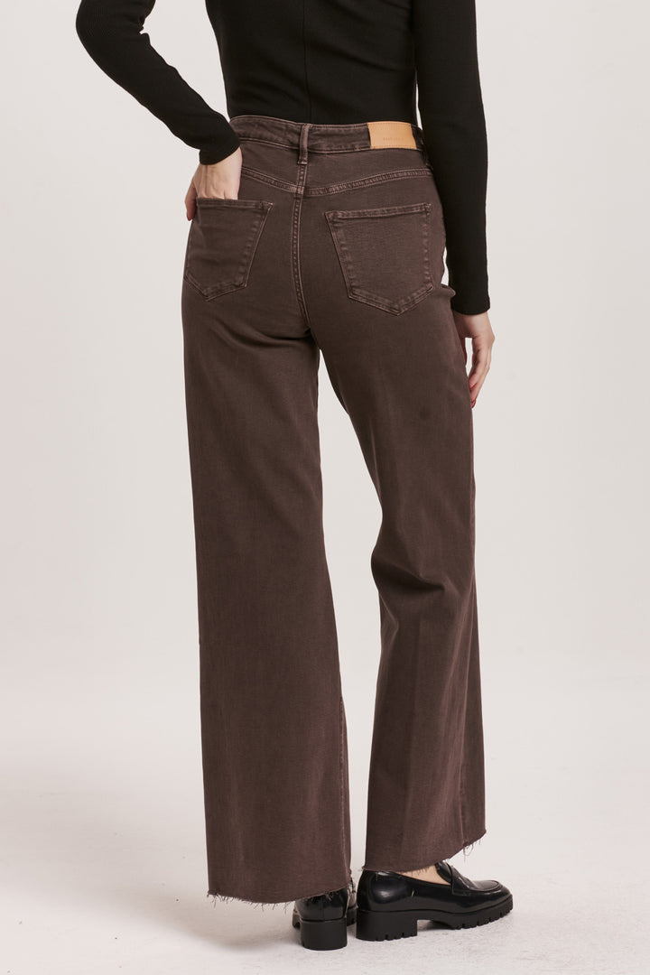Dear John Fiona Super High Rise Wide Leg Jean in Mocha Brown