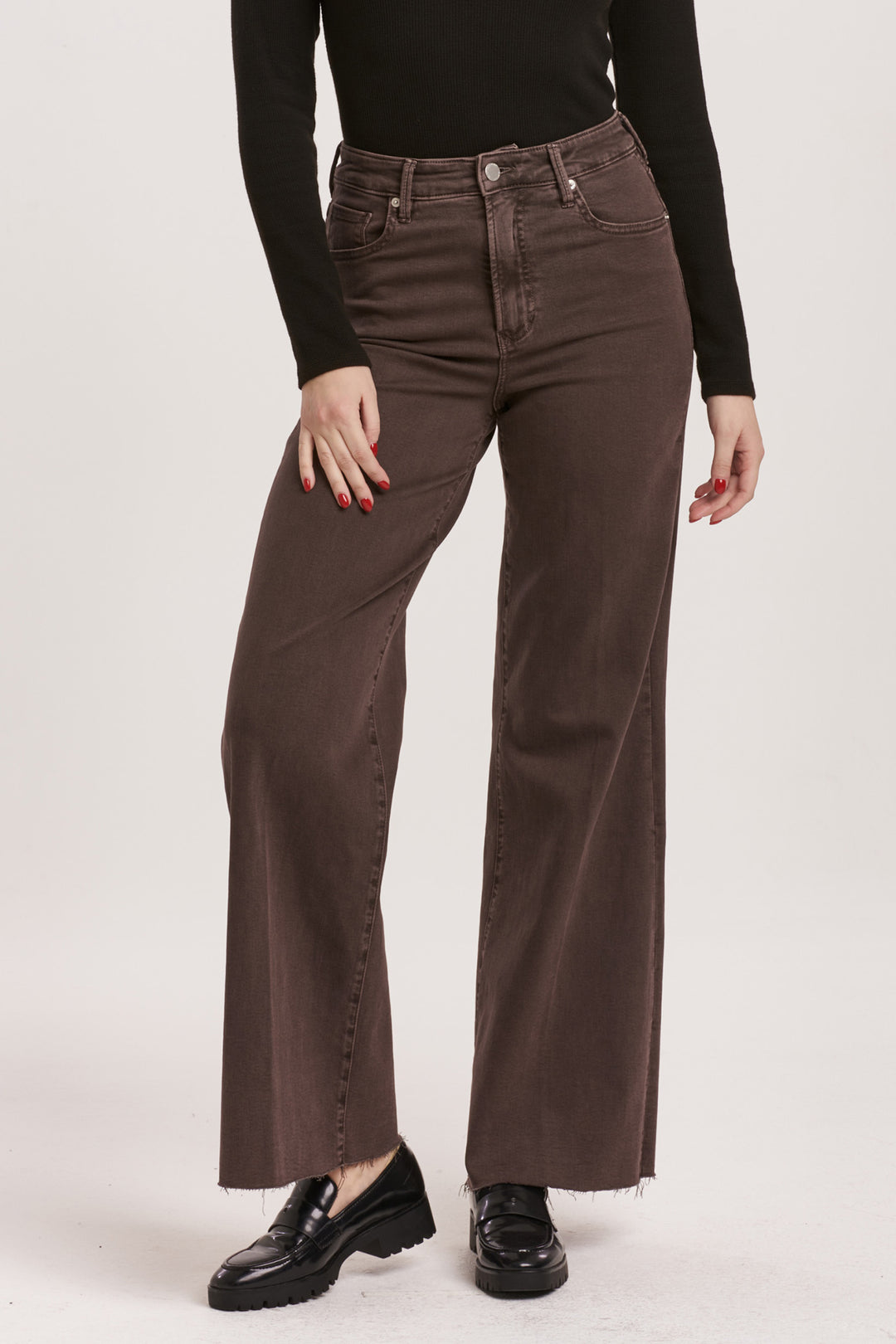 Dear John Fiona Super High Rise Wide Leg Jean in Mocha Brown