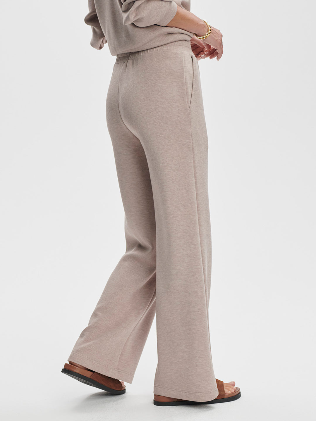Varley The Wide Leg Pant 30" in Taupe Marl