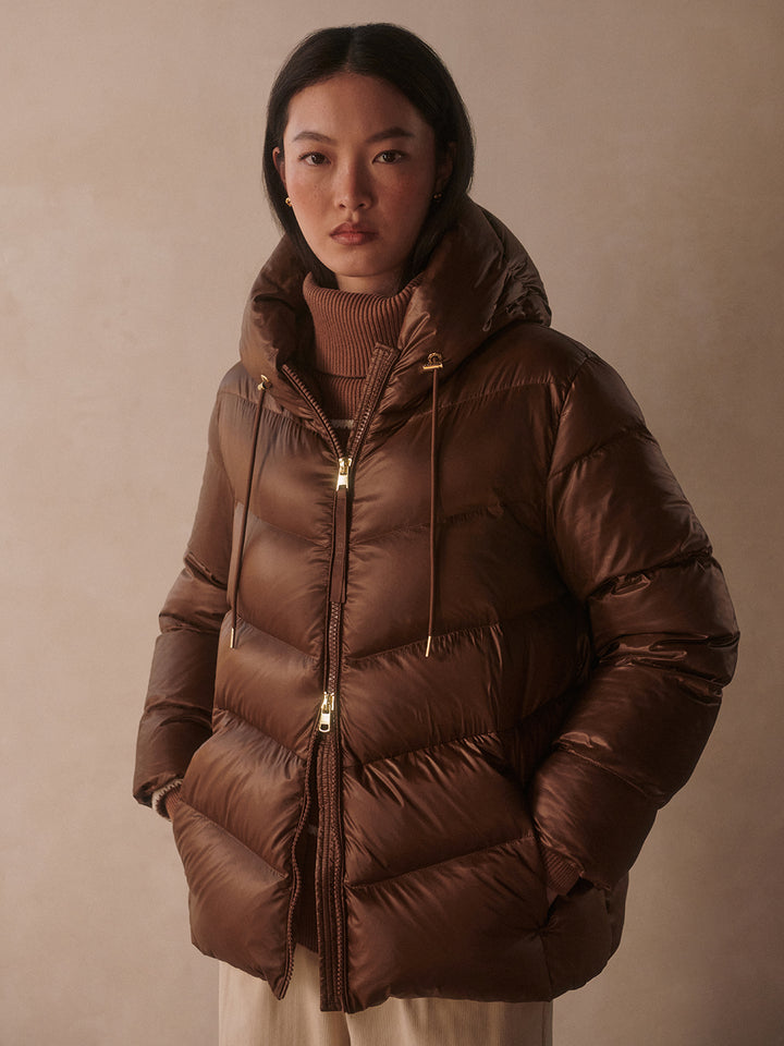 Varley Madelina Lightweight Down Jacket in Cocoa Dust