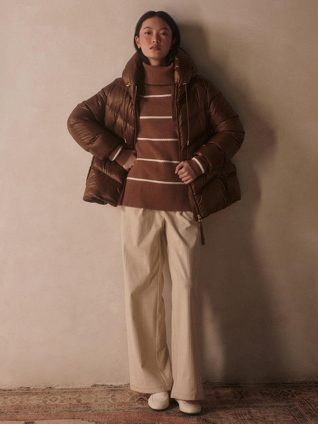 Varley Madelina Lightweight Down Jacket in Cocoa Dust