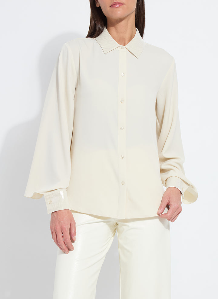 Lysse Damari Sequin Embellished Shirt in Icing