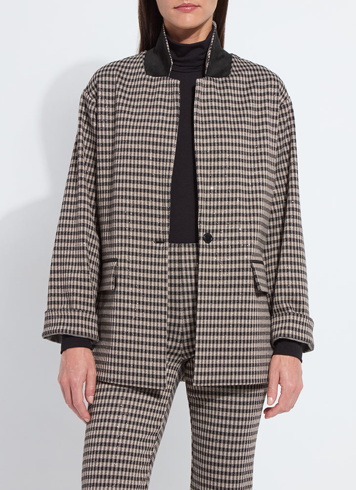 Lysse Colleen Metallic Relaxed Blazer in Silver Foil Check
