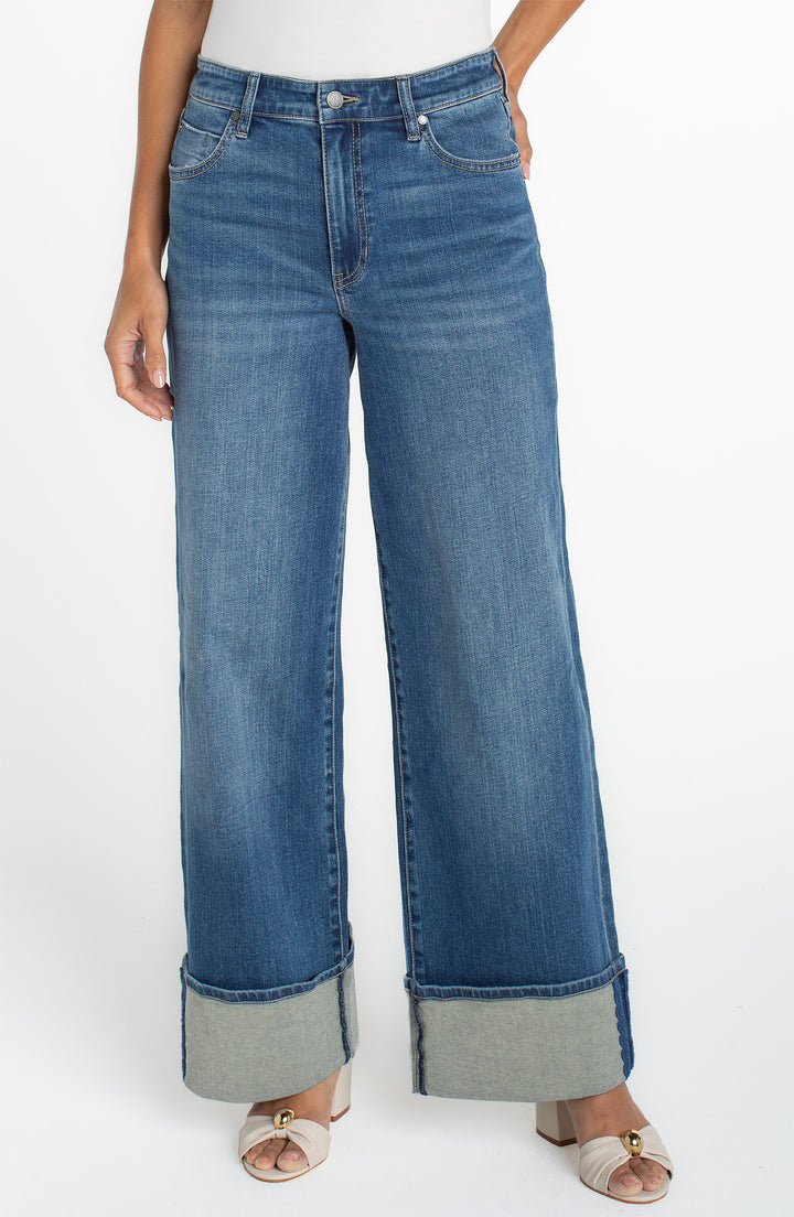 Liverpool Los Angeles Morgan High Rise Cuffed Jean in Tidal Wave
