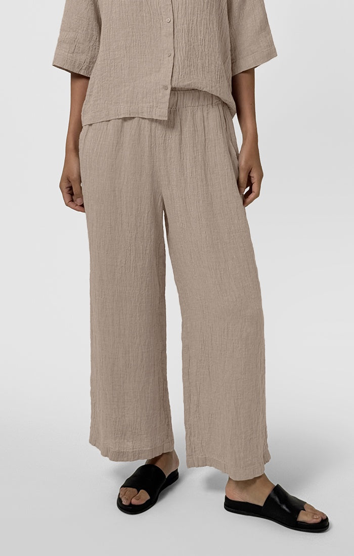 EILEEN FISHER WIDE ANKLE PANT IN WHEAT