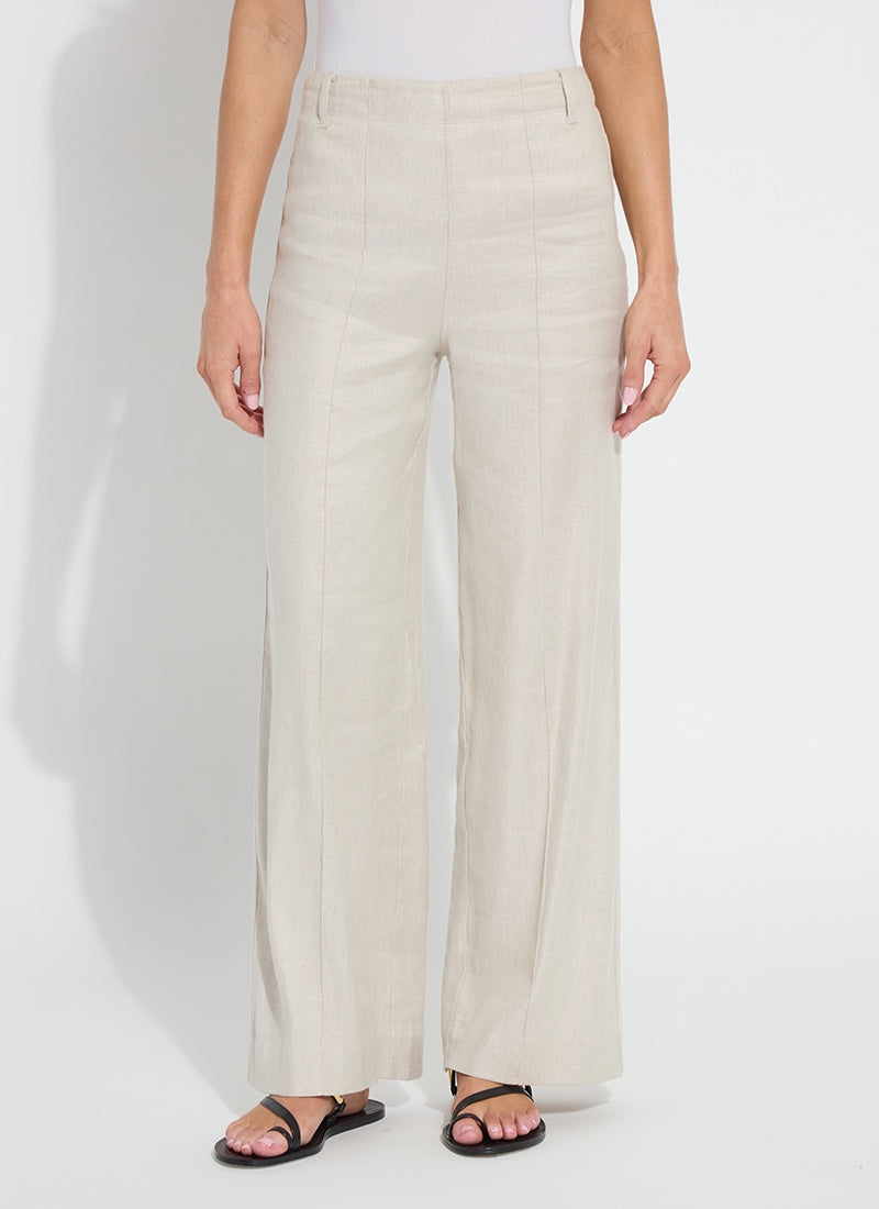 Lysse Gabriela Linen Hi Waist Pintuck Wide Leg Pant in Flax Linen