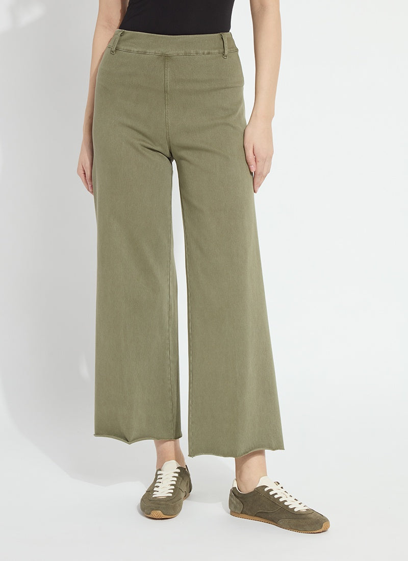 Lysse Erin Hi Waist Wide Leg Denim in Antique Wash Smoked green