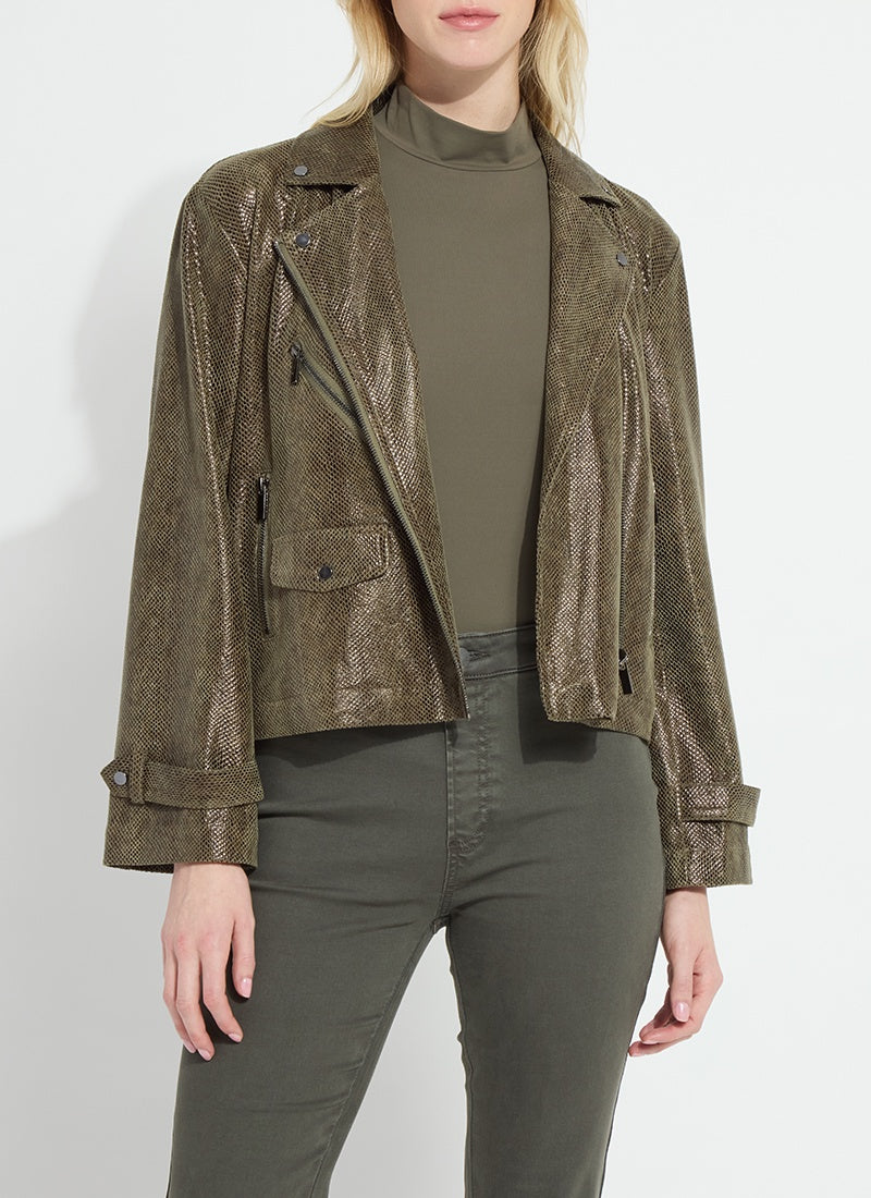 Lysse Emory Vegan Suede Moto Jacket in Woodland