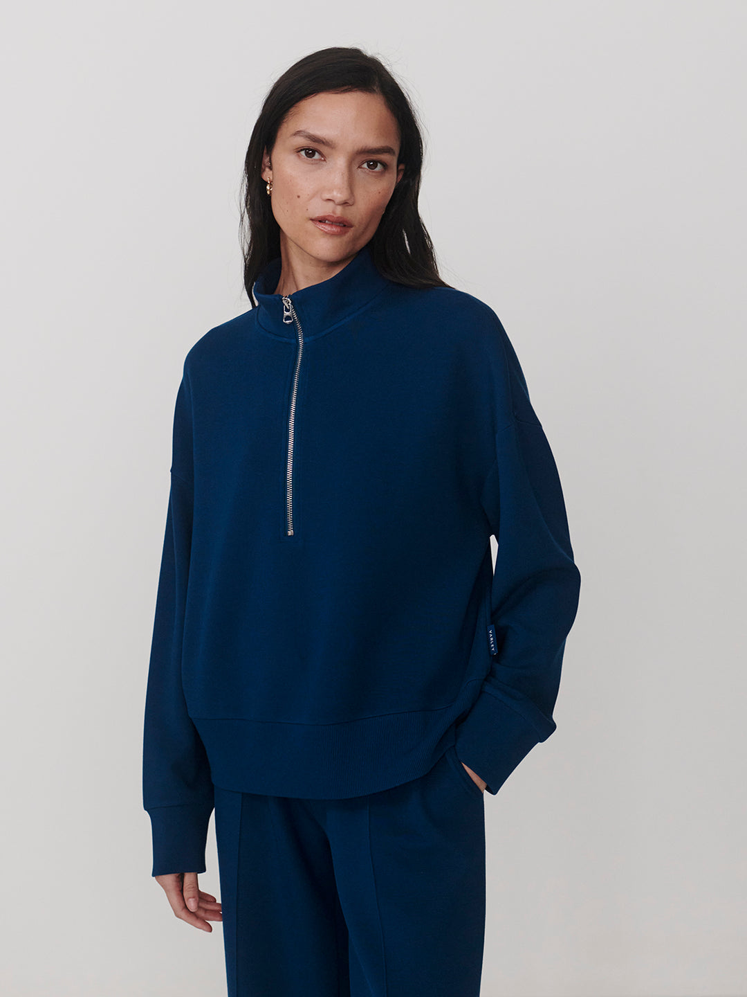 Varley Mavis Mock Neck Sweater in Sea Blue