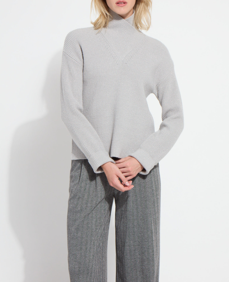 Lysse Zamira Cozy Rib Pullover Sweater in Pearl Grey