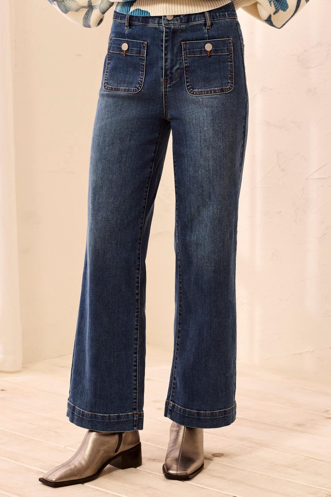 Tribal Sophia Curvy Super Straight Ankle Denim in Dusk