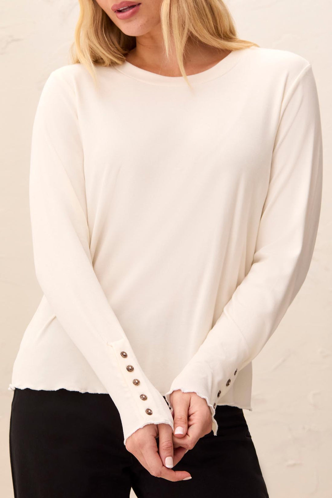 Tribal Long Sleeve Crew Neck Top in Moonstone