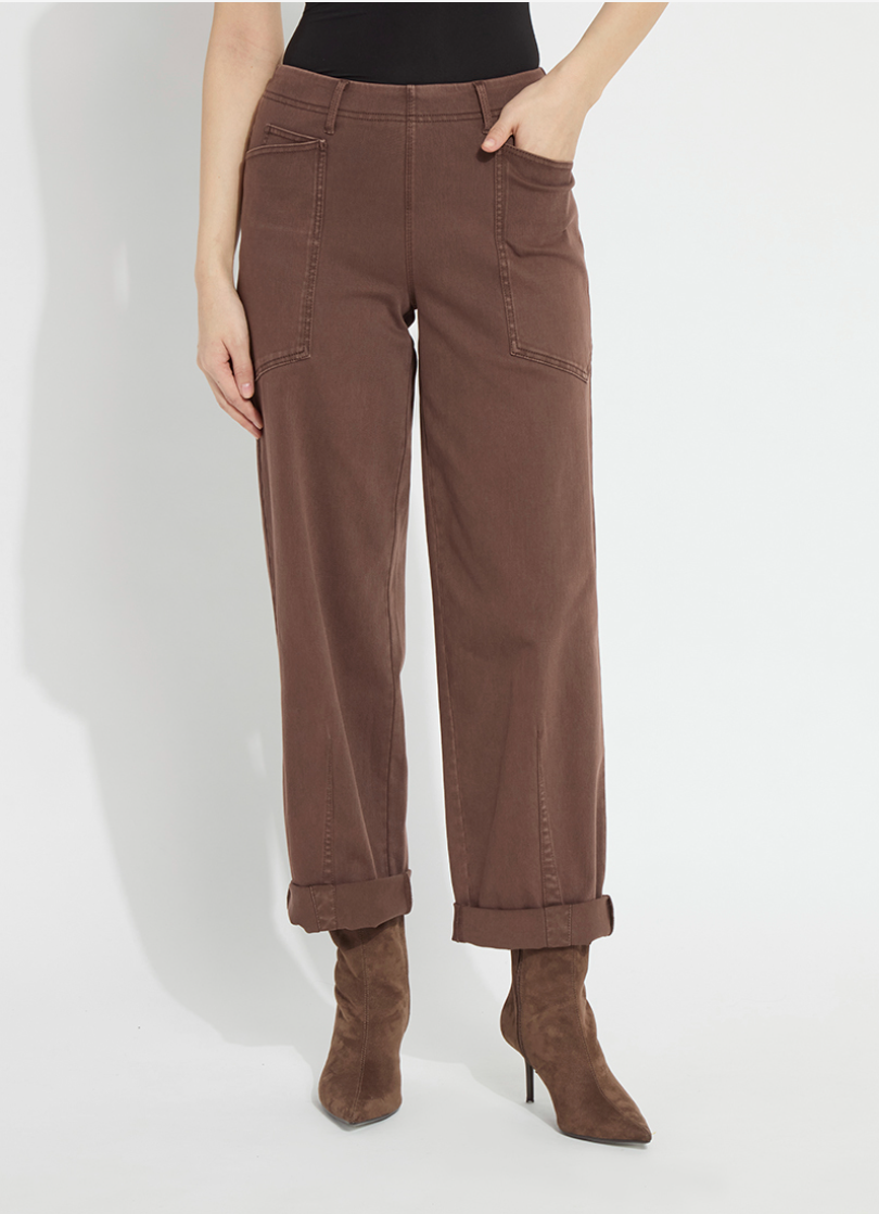 Lysse Penelope Curved Cuffed Denim in Antique Wash Cocoa