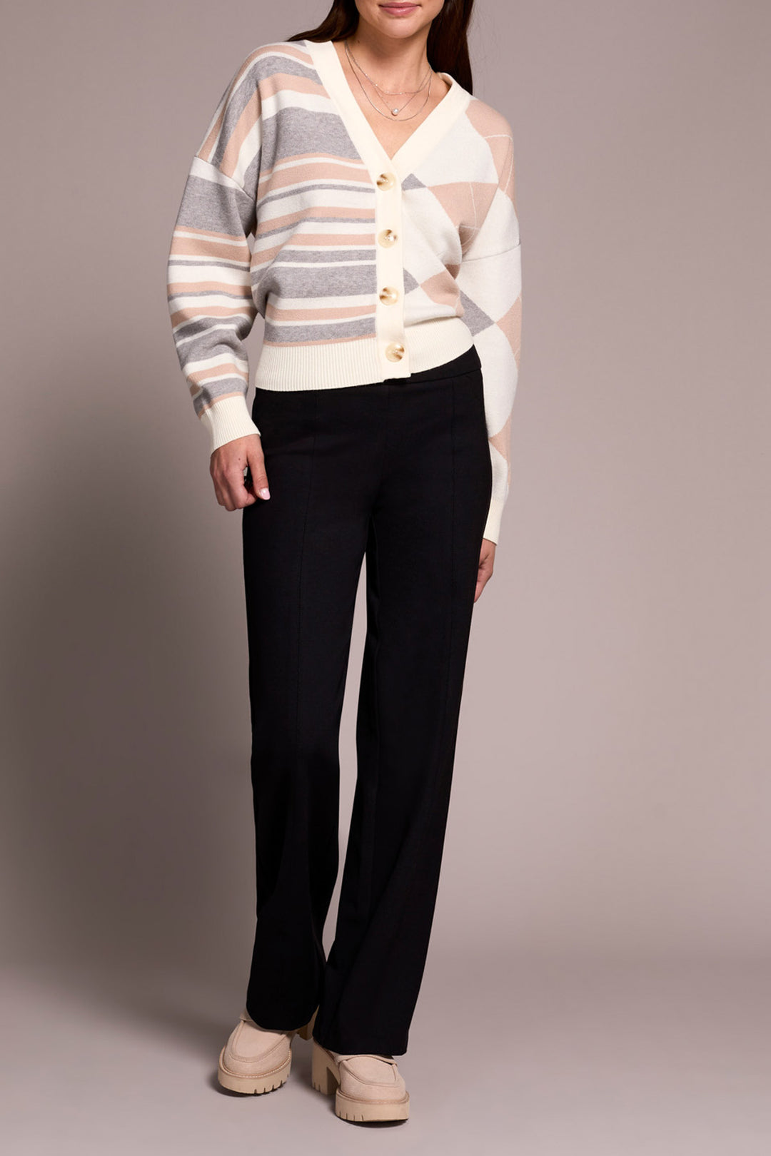 Tribal Pull On Pant With Pin Tucks in Black