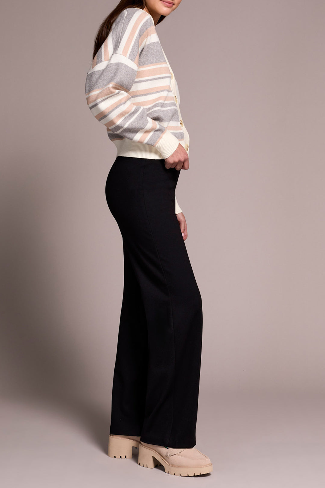 Tribal Pull On Pant With Pin Tucks in Black