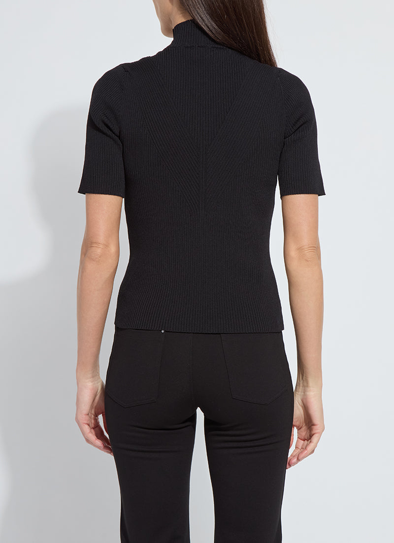 Lysse Bendette Short Sleeve Ribbed Top in Black