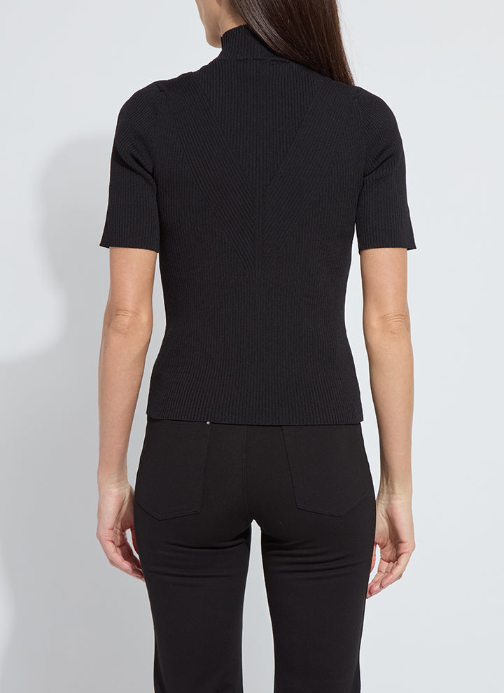 Lysse Bendette Short Sleeve Ribbed Top in Black