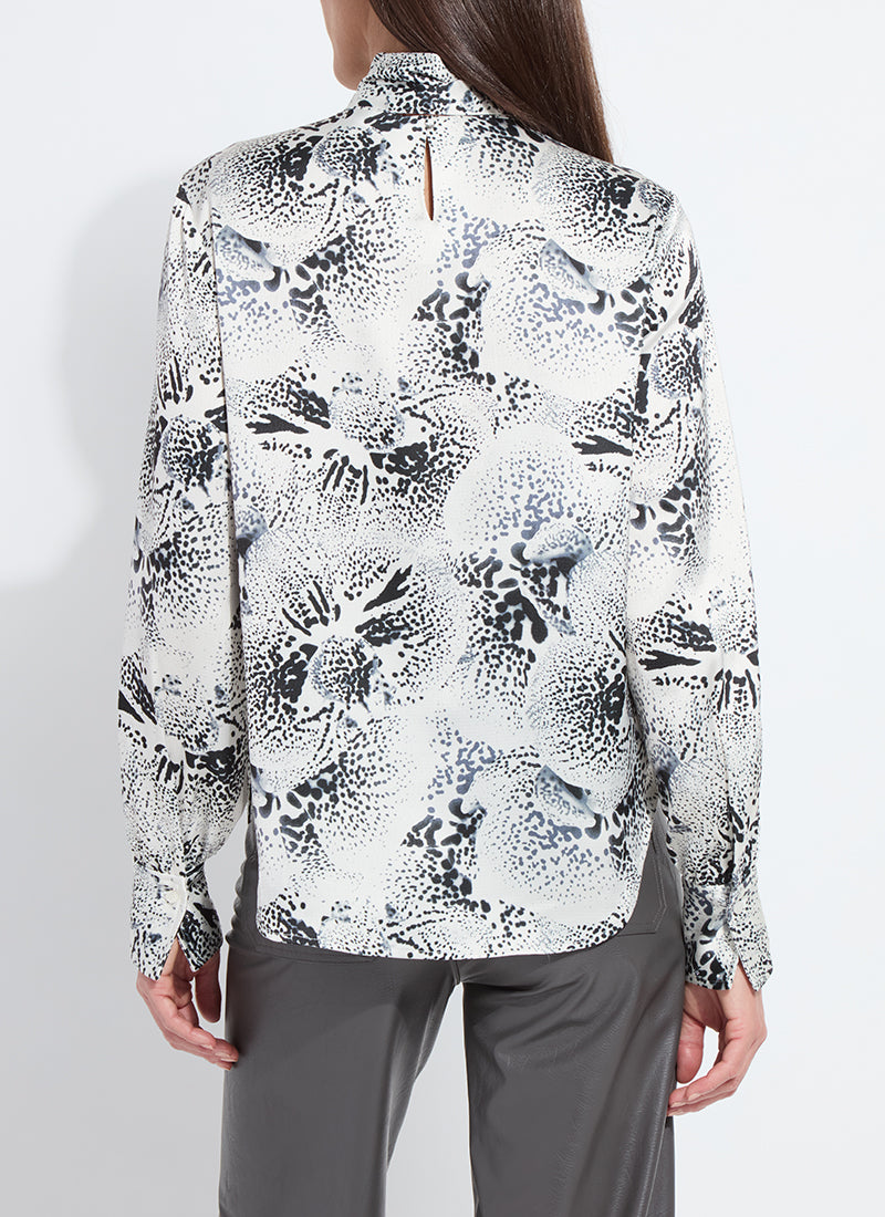 Lysse Onyx Embellished Scarf Neck Blouse in Winter Orchid