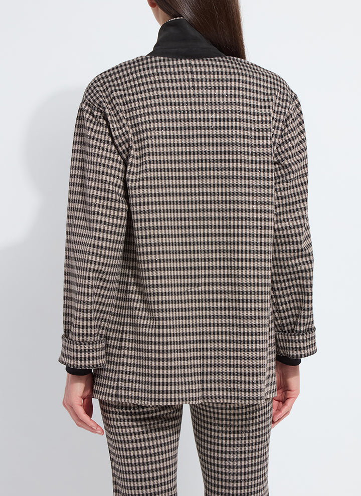 Lysse Colleen Metallic Relaxed Blazer in Silver Foil Check