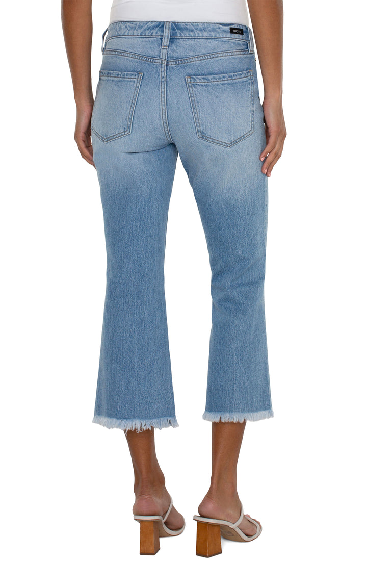 Liverpool Hannah Crop Flare With Fray Hem in Denim