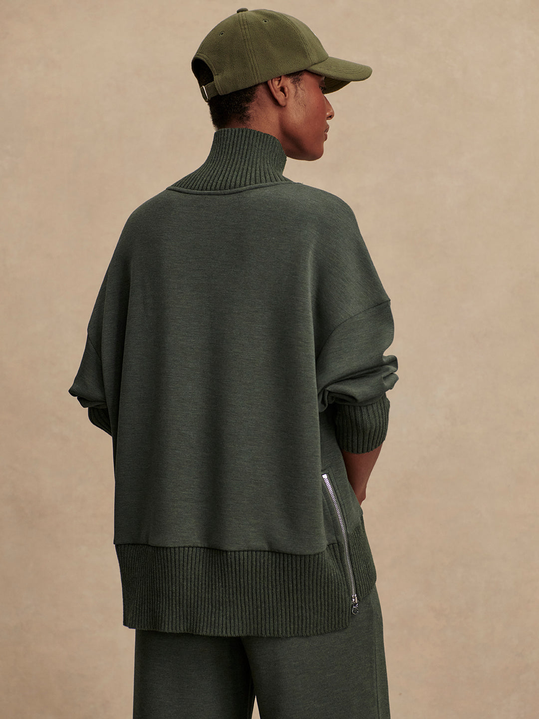 Varley Barker High-Neck Sweat in Olive Marl