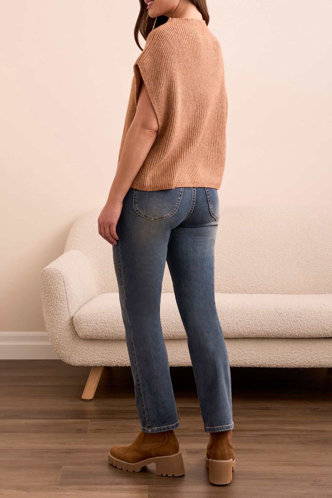 Tribal Cap Sleeve Sweater in Bran
