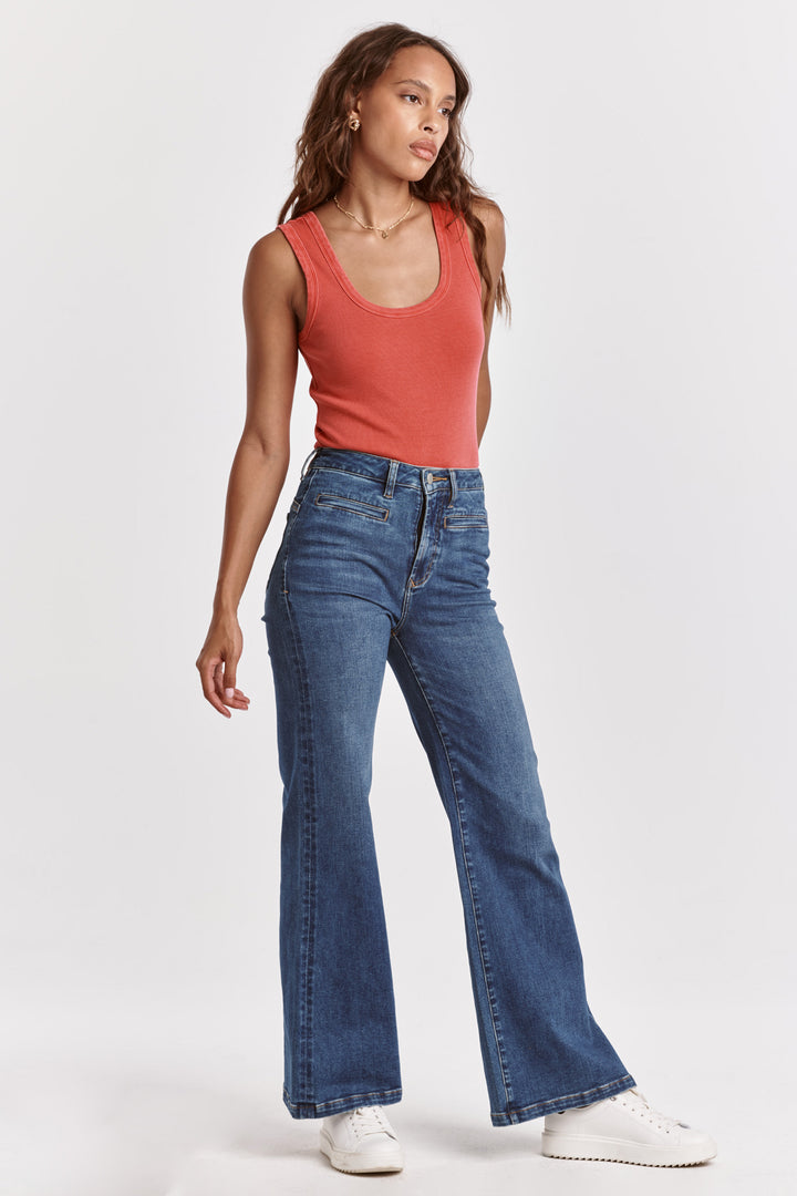 Dear John Fiona Super High Rise Wide Leg Jeans in Tempo