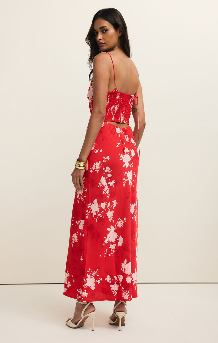 Z Supply Alyse Darya Floral Maxi Dress in Kiss Me Red