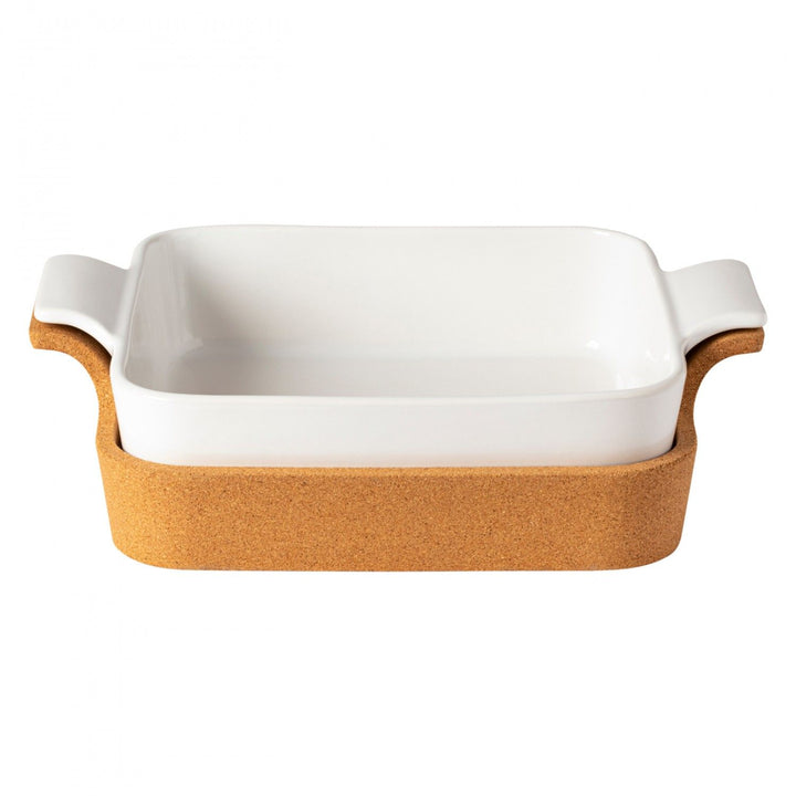 CASAFINA GIFT SQ. BAKER W/ CORK TRAY 13'' ENSEMBLE