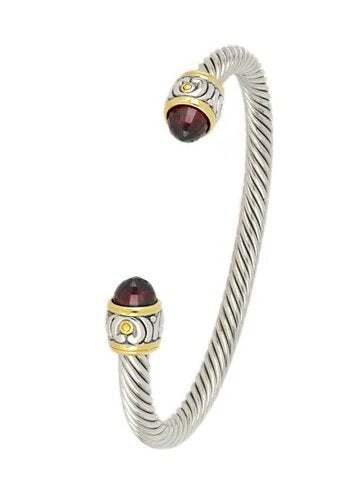 John Medeiros Nouveau Small Wire Cuff Bracelet in Garnet