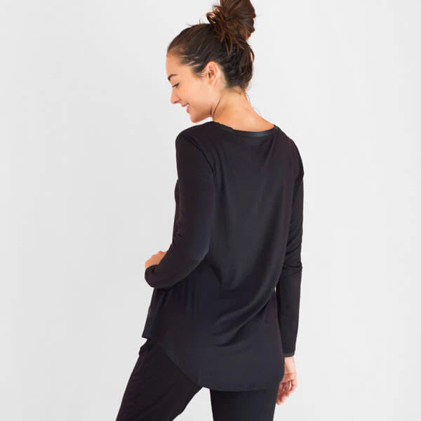 FACEPLANT BAMBOO® LONG SLEEVE PAJAMA SHIRT in BLACK