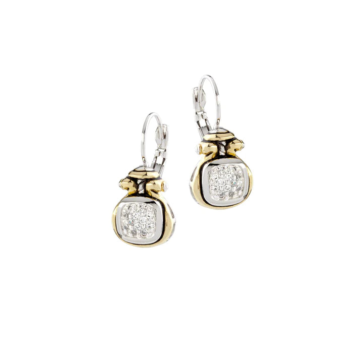 John Medeiros Anvil Pavé Two Tone French Wire Earrings