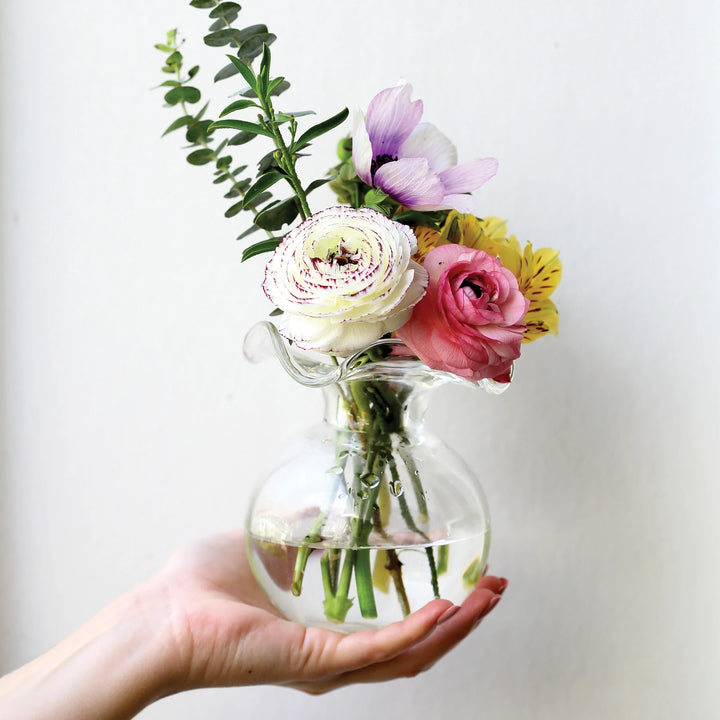 VIETRI HIBISCUS GLASS CLEAR BUD VASE