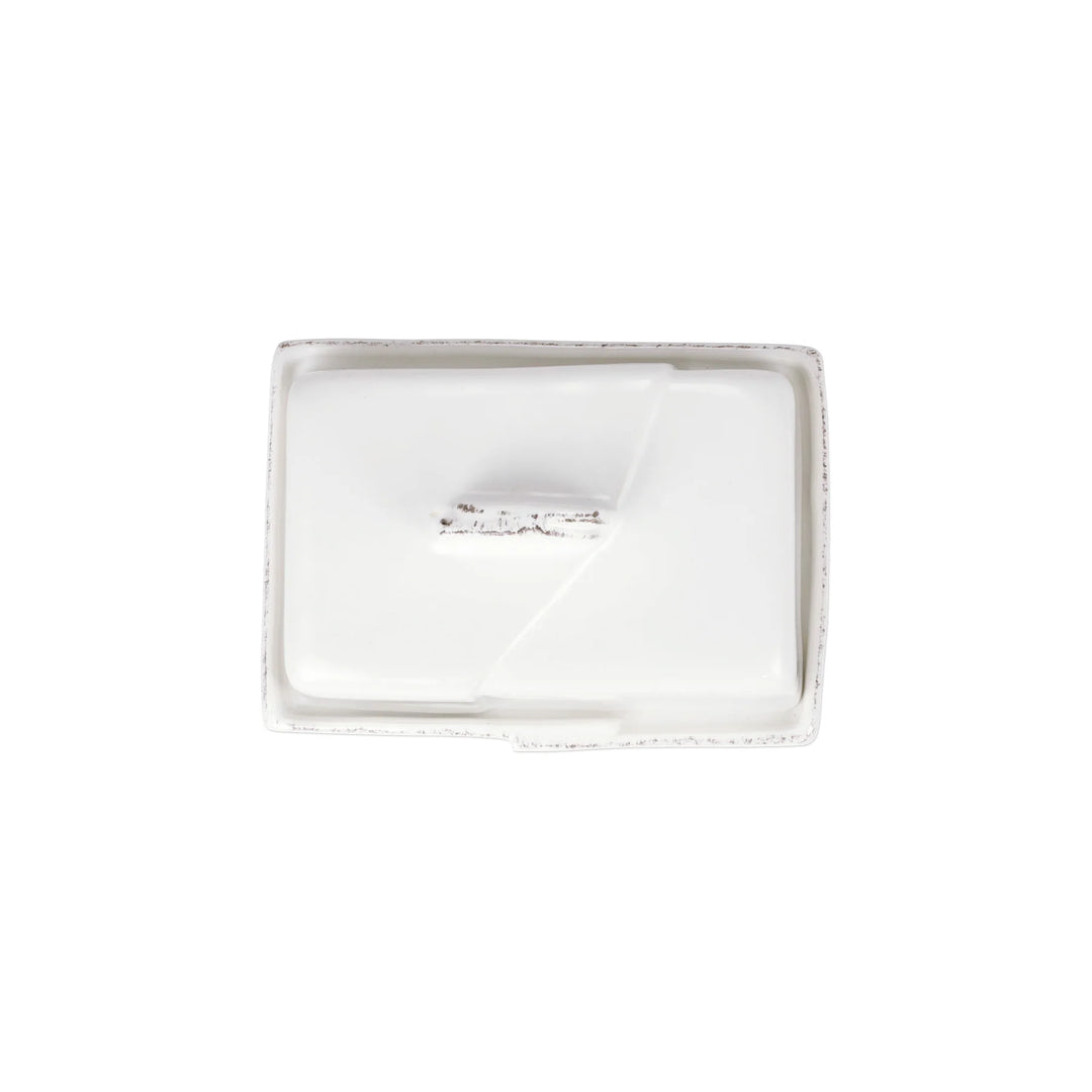 VIETRI LASTRA WHITE BUTTER DISH