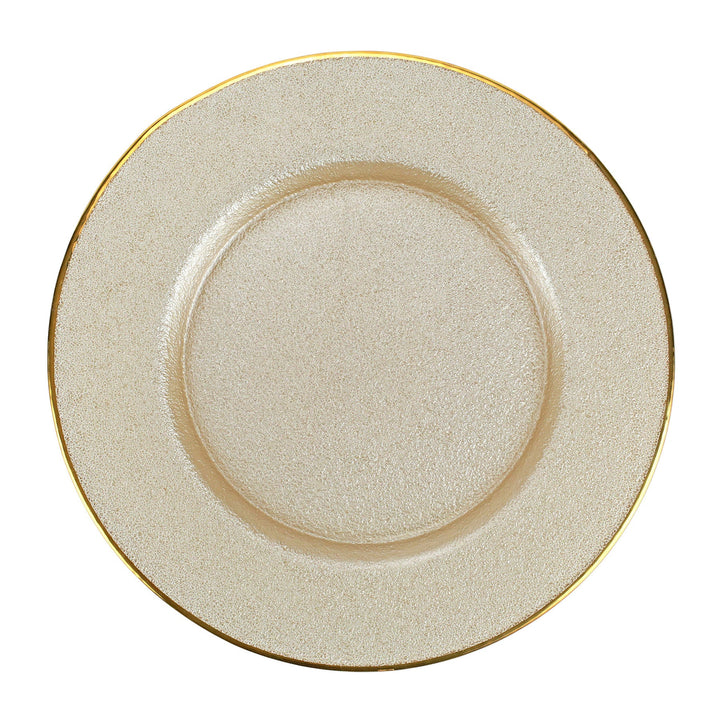 VIETRI METALLIC GLASS PEARL SERVICE PLATE/CHARGER