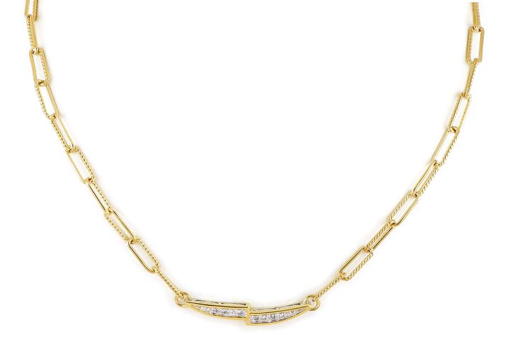 John Medeiros Diamante Necklace Line Pavé Dual Bar