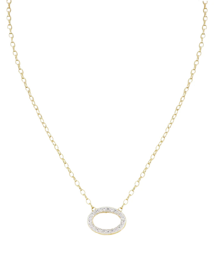 John Medeiros Aldrava Oval Pavé Necklace Gold 16-18" Chain